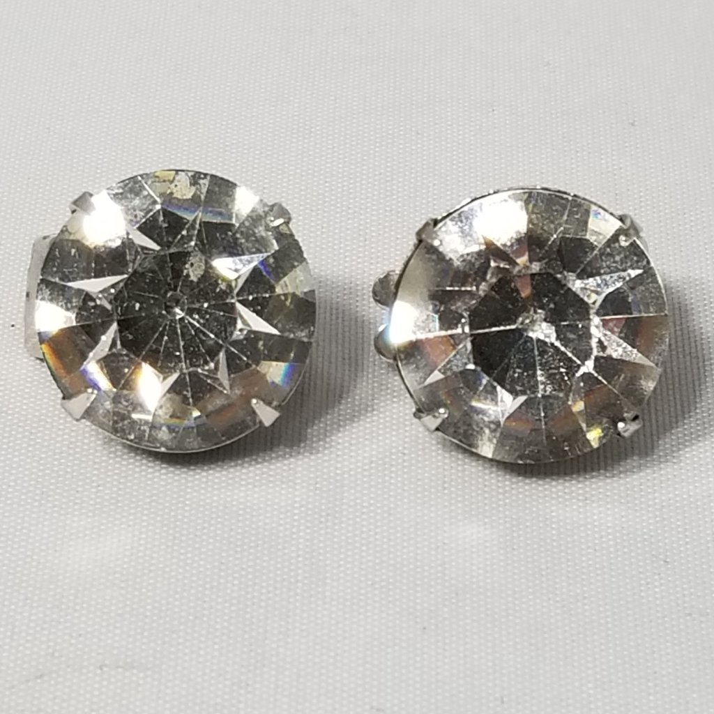 Vintage Vogue Clear Headlight Rhinestone Earrings 15$